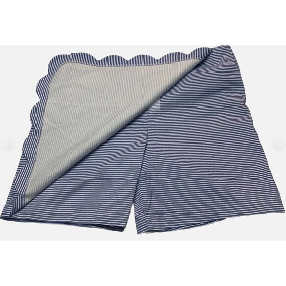 Talbots Womens Scalloped Wrap Skort Skirt Blue & White Stripe July 4th Size 12 - Picture 2 of 9